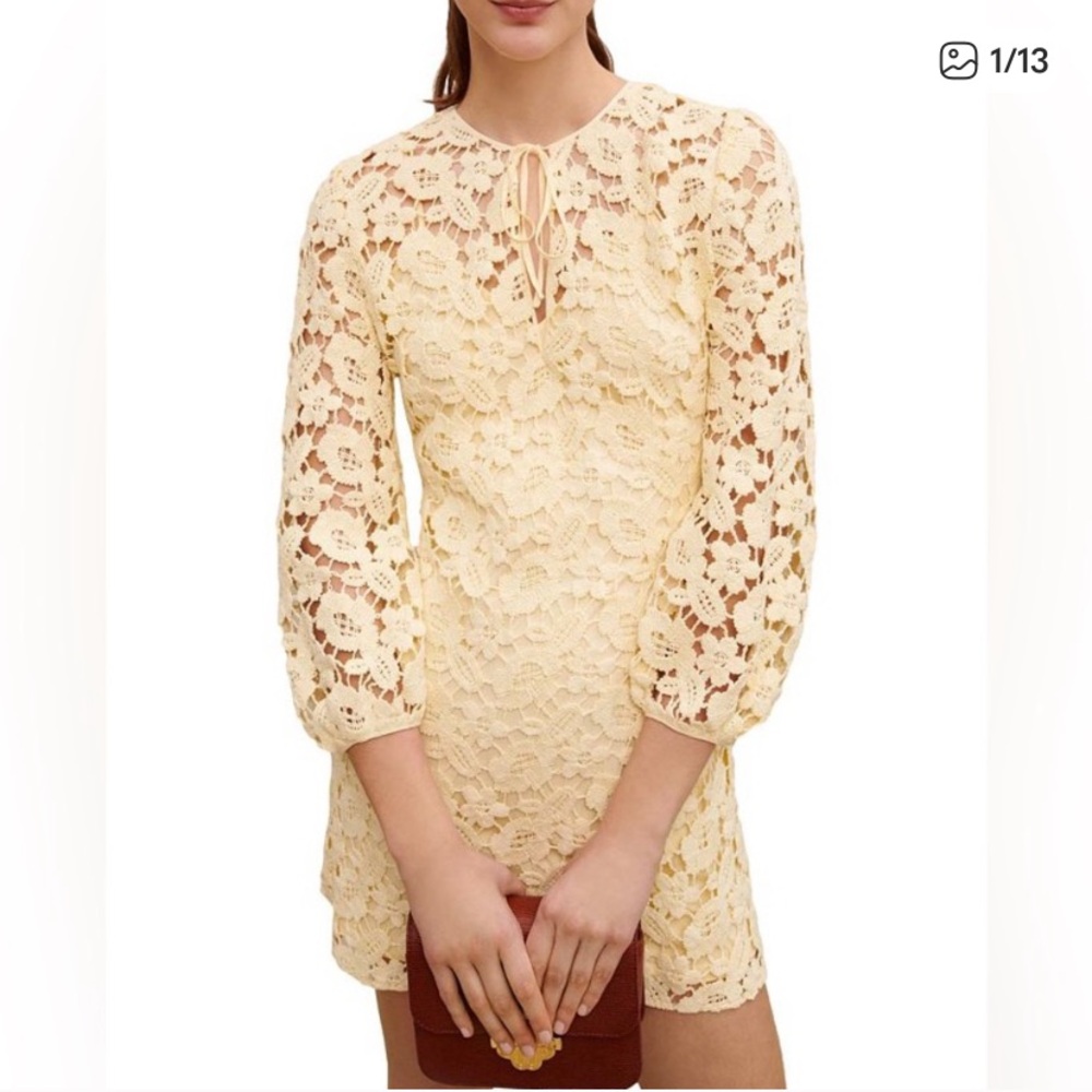 Maje Rochera Jaune Pale Tie Neck Dress Size 40 8